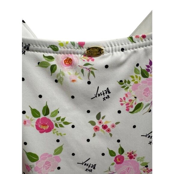Betsey Johnson Polkadot Bouquet One Piece V-Neck Swimsuit - Picture 7 of 8